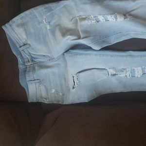 New Yor & CO 14 Soho straight leg ripped light blue stretchy jean. Lightly use